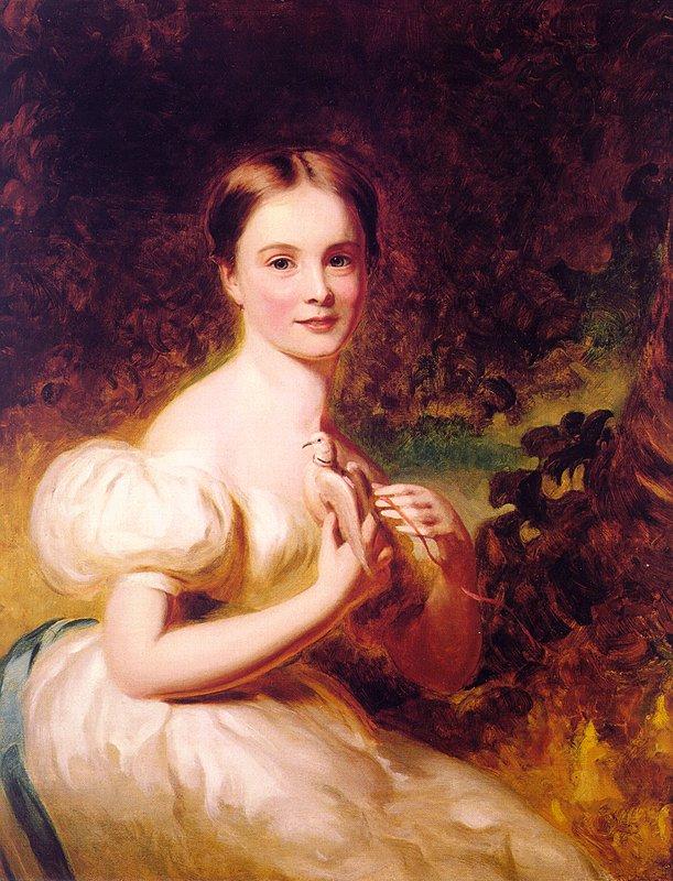 George Henry Harlow Portrait of a Young Girl with a Dove oil painting image